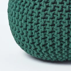 Runder Strickpouf 100% Baumwolle, Tannengrün -Homescapes Sale Haus sf1231c 04