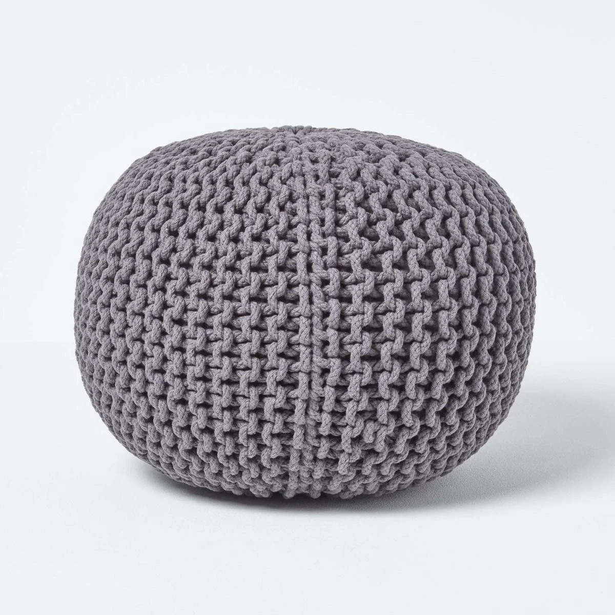 Runder Strickpouf 100% Baumwolle, Grau 1 Runder Strickpouf 100% Baumwolle, Grau