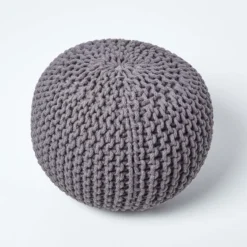 Runder Strickpouf 100% Baumwolle, Grau 8 Runder Strickpouf 100% Baumwolle, Grau -Homescapes Sale Haus sf1231d 03