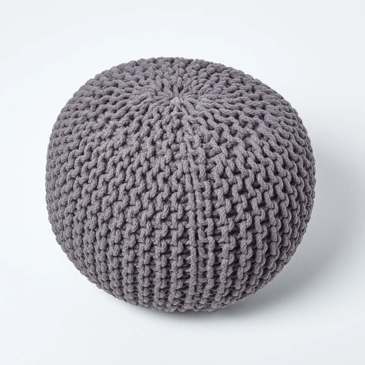 Runder Strickpouf 100% Baumwolle, Grau 3 Runder Strickpouf 100% Baumwolle, Grau – Bild 3