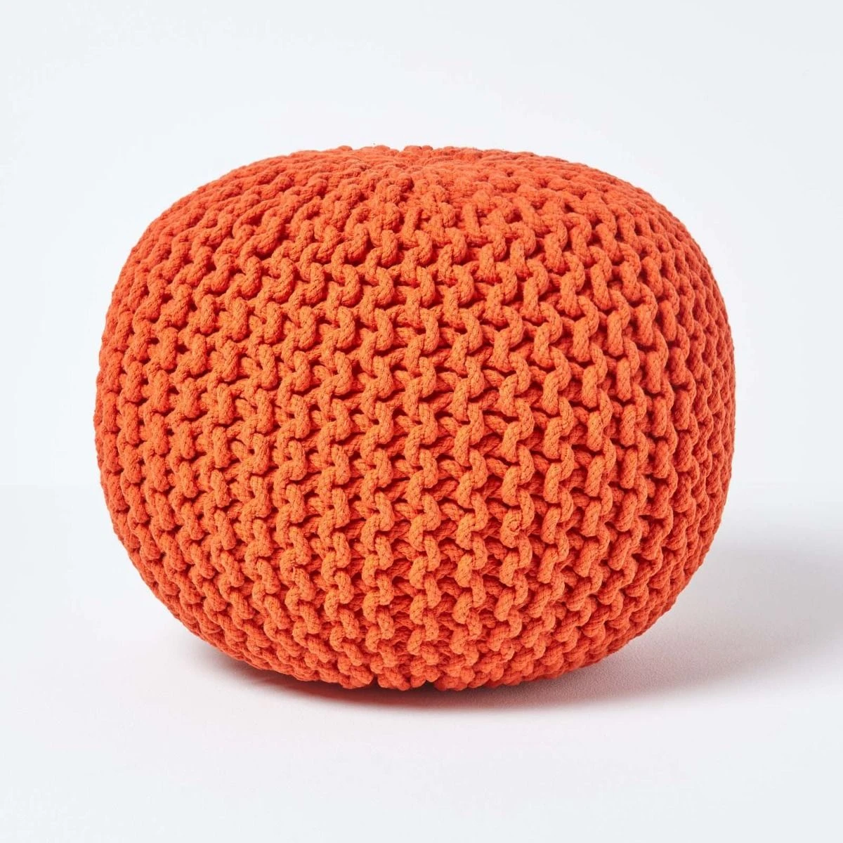 Runder Strickpouf 100% Baumwolle, Orange 1 Runder Strickpouf 100% Baumwolle, Orange