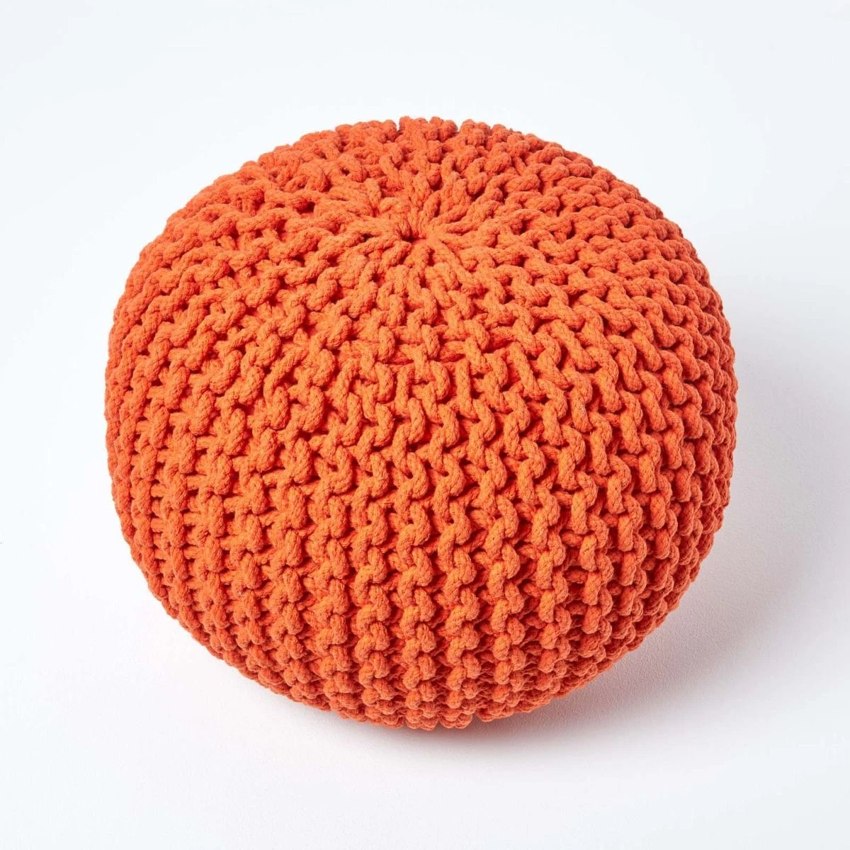 Runder Strickpouf 100% Baumwolle, Orange 3 Runder Strickpouf 100% Baumwolle, Orange – Bild 3