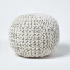 Runder Strickpouf 100% Baumwolle, Natur