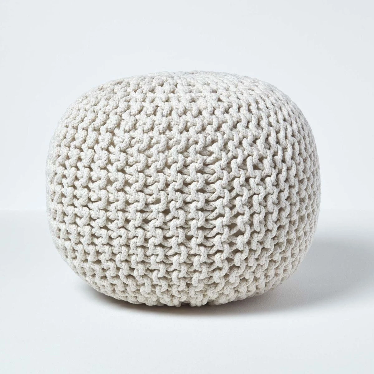 Runder Strickpouf 100% Baumwolle, Natur 1 Runder Strickpouf 100% Baumwolle, Natur