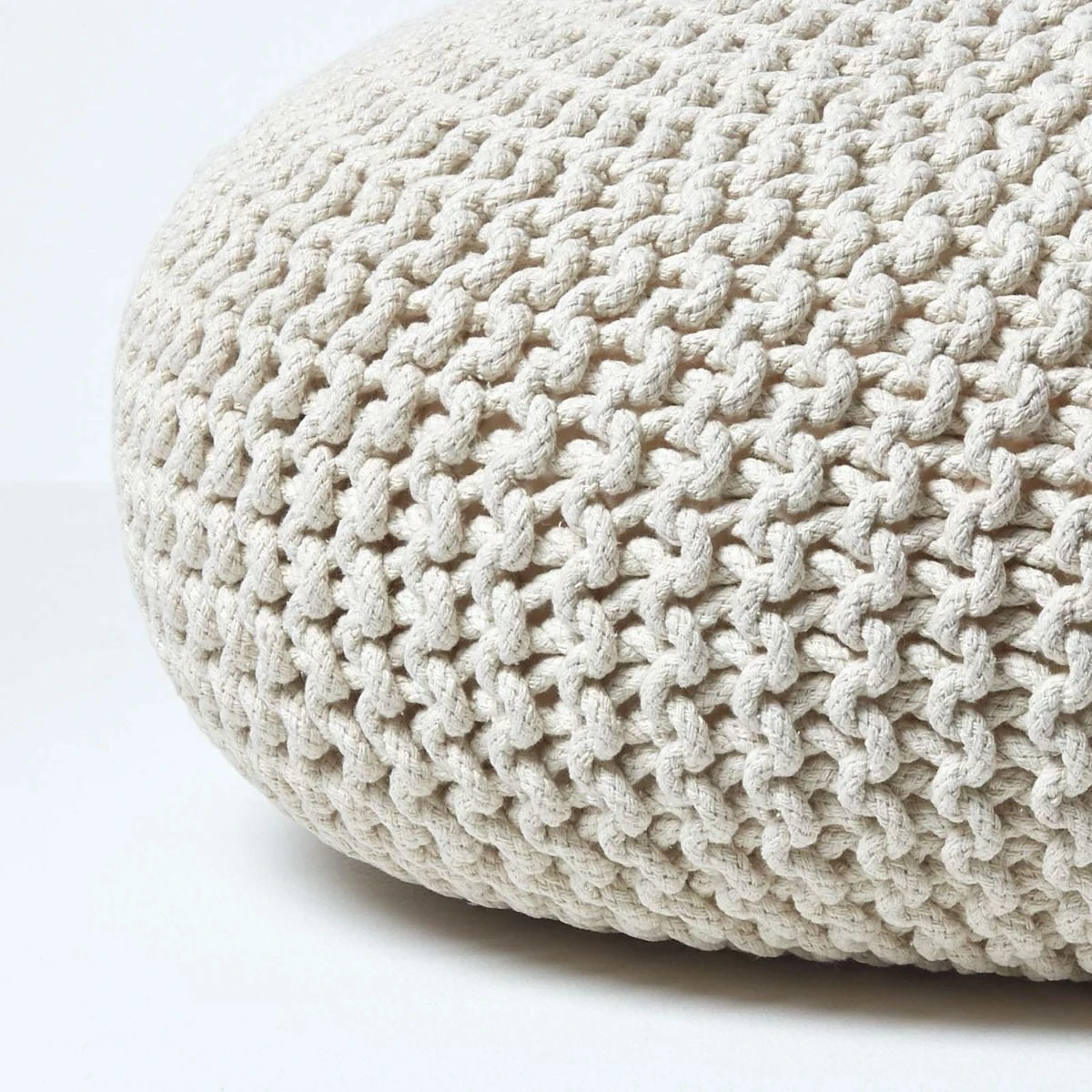 Großer Strickpouf 100% Baumwolle, Natur 4 Großer Strickpouf 100% Baumwolle, Natur – Bild 4