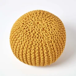 Runder Strickpouf 100% Baumwolle, Senf -Homescapes Sale Haus sf1231j 03 1