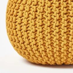 Runder Strickpouf 100% Baumwolle, Senf -Homescapes Sale Haus sf1231j 04 1