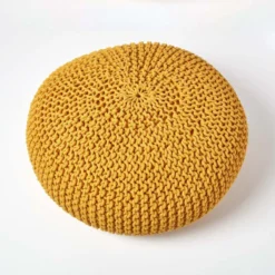 Großer Strickpouf 100% Baumwolle, Senf 7 Großer Strickpouf 100% Baumwolle, Senf -Homescapes Sale Haus sf1231ja 03 1