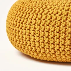 Großer Strickpouf 100% Baumwolle, Senf 8 Großer Strickpouf 100% Baumwolle, Senf -Homescapes Sale Haus sf1231ja 04 1