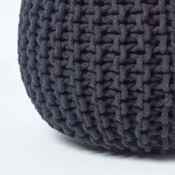 Runder Strickpouf 100% Baumwolle, Schwarz -Homescapes Sale Haus sf1366 04