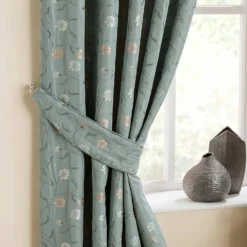 Raffhalter Für Gardinen Blumen Motiv Blaugrün 2 Stück