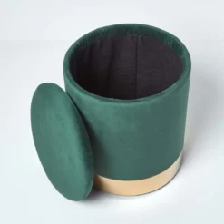 „Clarence“ Samt Sitzhocker Mit Stauraum, Grün 14 „Clarence“ Samt Sitzhocker Mit Stauraum, Grün -Homescapes Sale Haus sf1500 05