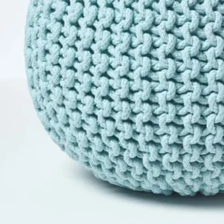 Runder Strickpouf 100% Baumwolle, Hellblau -Homescapes Sale Haus sf1570 04