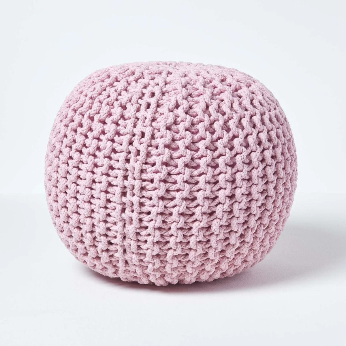 Runder Strickpouf 100% Baumwolle, Rosa 1 Runder Strickpouf 100% Baumwolle, Rosa
