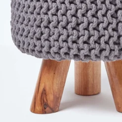 Gestrickter Fußhocker, 42 Cm Hoch, Grau 9 Gestrickter Fußhocker, 42 Cm Hoch, Grau -Homescapes Sale Haus sf1583 04