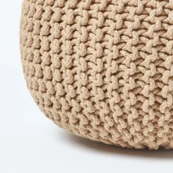 Runder Strickpouf 100% Baumwolle, Cremeweiß -Homescapes Sale Haus sf1667a 04