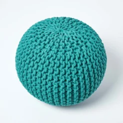 Runder Strickpouf 100% Baumwolle, Petrol -Homescapes Sale Haus sf1673a 03 1
