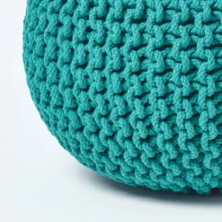 Runder Strickpouf 100% Baumwolle, Petrol -Homescapes Sale Haus sf1673a 04