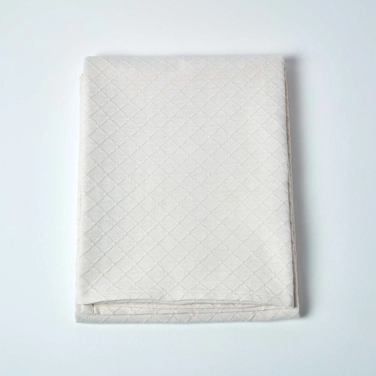 Cremeweiße Tagesdecke Mit Diamant-Muster 2 Cremeweiße Tagesdecke Mit Diamant-Muster – Bild 2