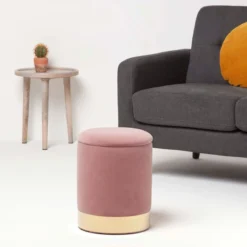 Clarence Samt-Sitzhocker Mit Stauraum, Pink -Homescapes Sale Haus sf2055 03