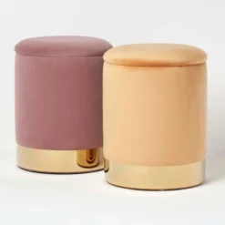 Clarence Samt-Sitzhocker Mit Stauraum, Pink -Homescapes Sale Haus sf2055 08