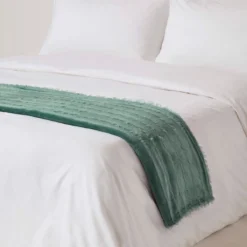 Plüschdecke Seegrün – 130 X 180 Cm, Samtweich Mit Fransen-Streifen -Homescapes Sale Haus sf2210c 3