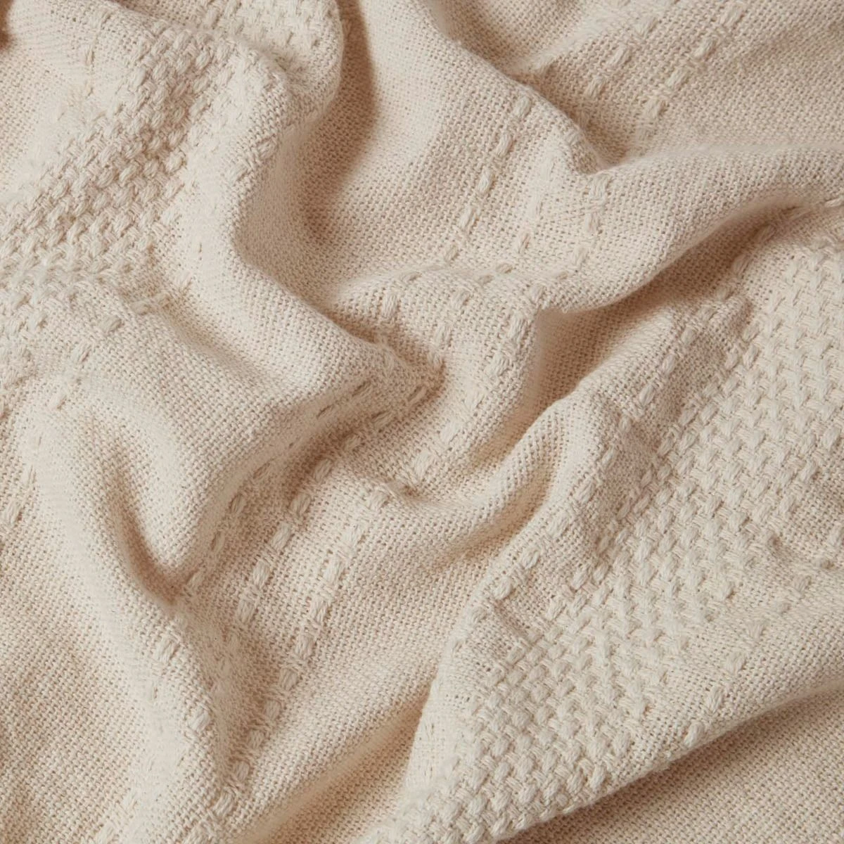 Baumwolldecke Kashi – Wohndecke / Überwurf Creme Mit Fransen 4 Baumwolldecke Kashi – Wohndecke / Überwurf Creme Mit Fransen – Bild 4