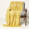 Plaid / Decke Ophelia 125 X 150 Cm – Überwurf Mit Fransen, Gelb Meliert