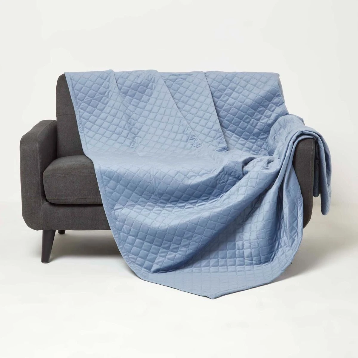 Samtdecke Blau 150 X 200 Cm – Wohndecke Gesteppt 2 Samtdecke Blau 150 X 200 Cm – Wohndecke Gesteppt – Bild 2