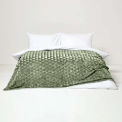 Kuschelige Samtdecke Mit Dreiecksmuster – Sherpa-Decke Salbei-grün -Homescapes Sale Haus sf2307 3 3