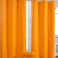 Gardinen Mit Ösen Unifarben Orange Im 2er Set
